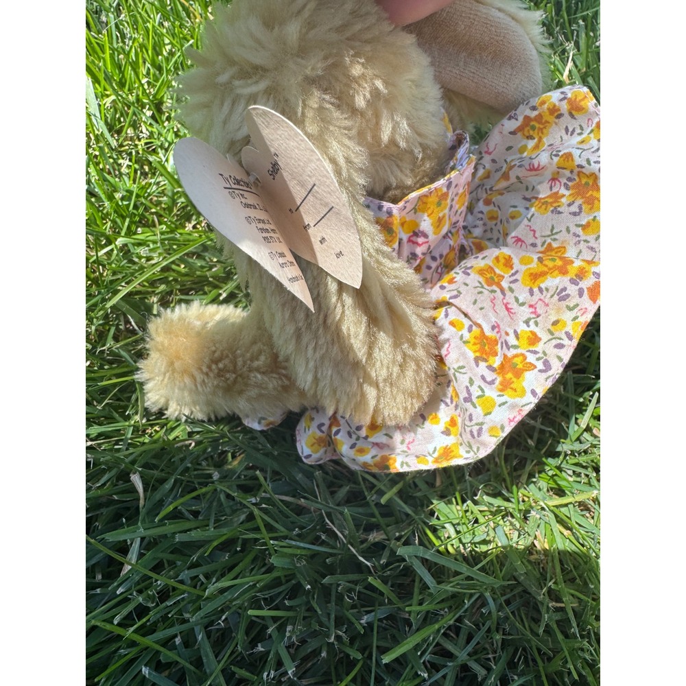 Ty Attic Treasures Shelby the Bunny Plush Tan in Floral Dress 1993 Vintage - Picture 3 of 6
